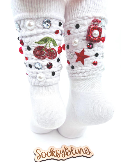Sorority Junk Socks| Red and Black Socks| Glam Socks