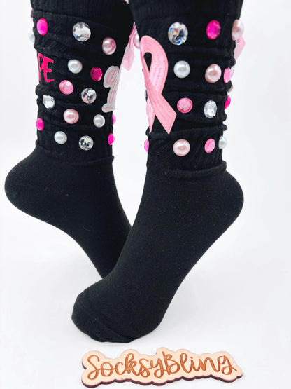 Cancer Awareness Black Junk Socks