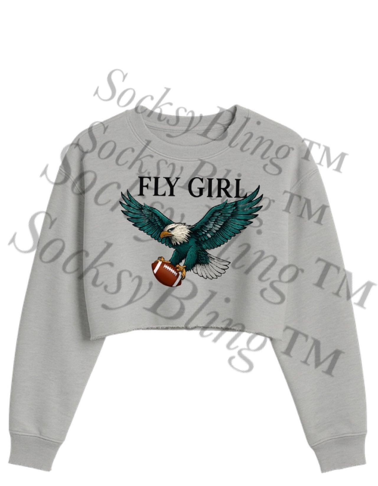 Fly Girl Cropped Sweatshirt | Philly Inspired | Raw Hem Streetwear Top | Trendy Women’s Game Day Crop | Eagle Bird Graphic
