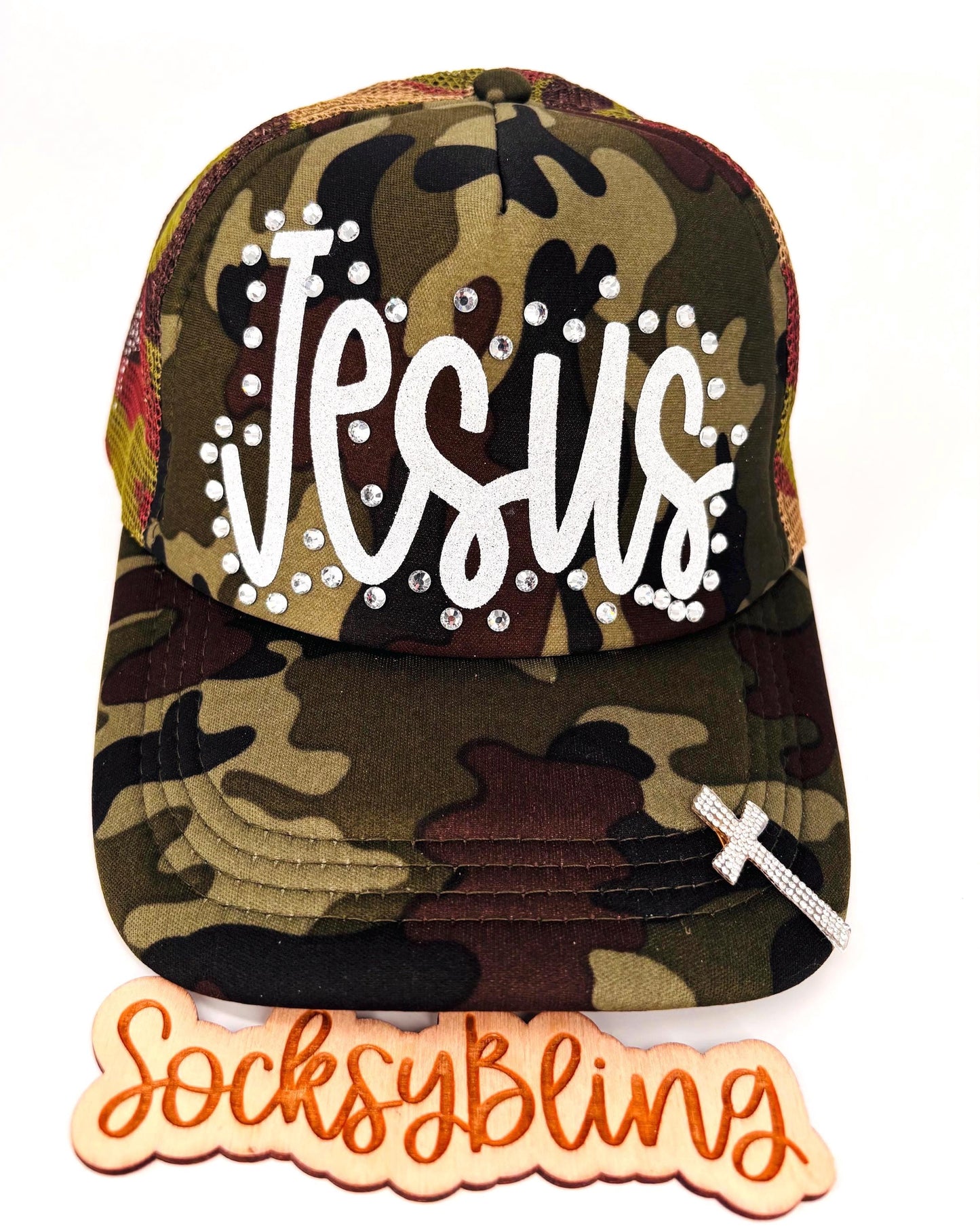 Jesus Trucker Hat | Christian Hat | Faith Hat | Camo Jesus Hat | Glitter Jesus Cap | Religious Gift