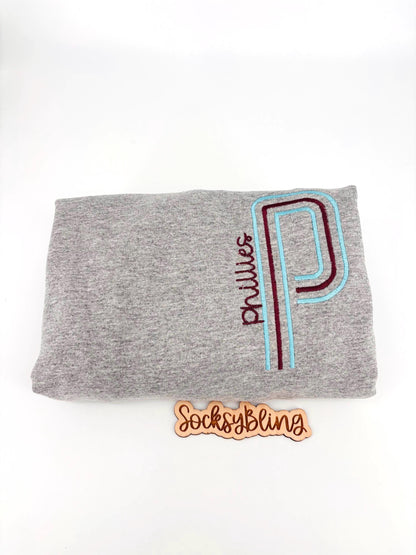 Retro Unisex Philly Embroidered Oversized P Sweatshirt| Philly Sports Philadelphia Fan Gift