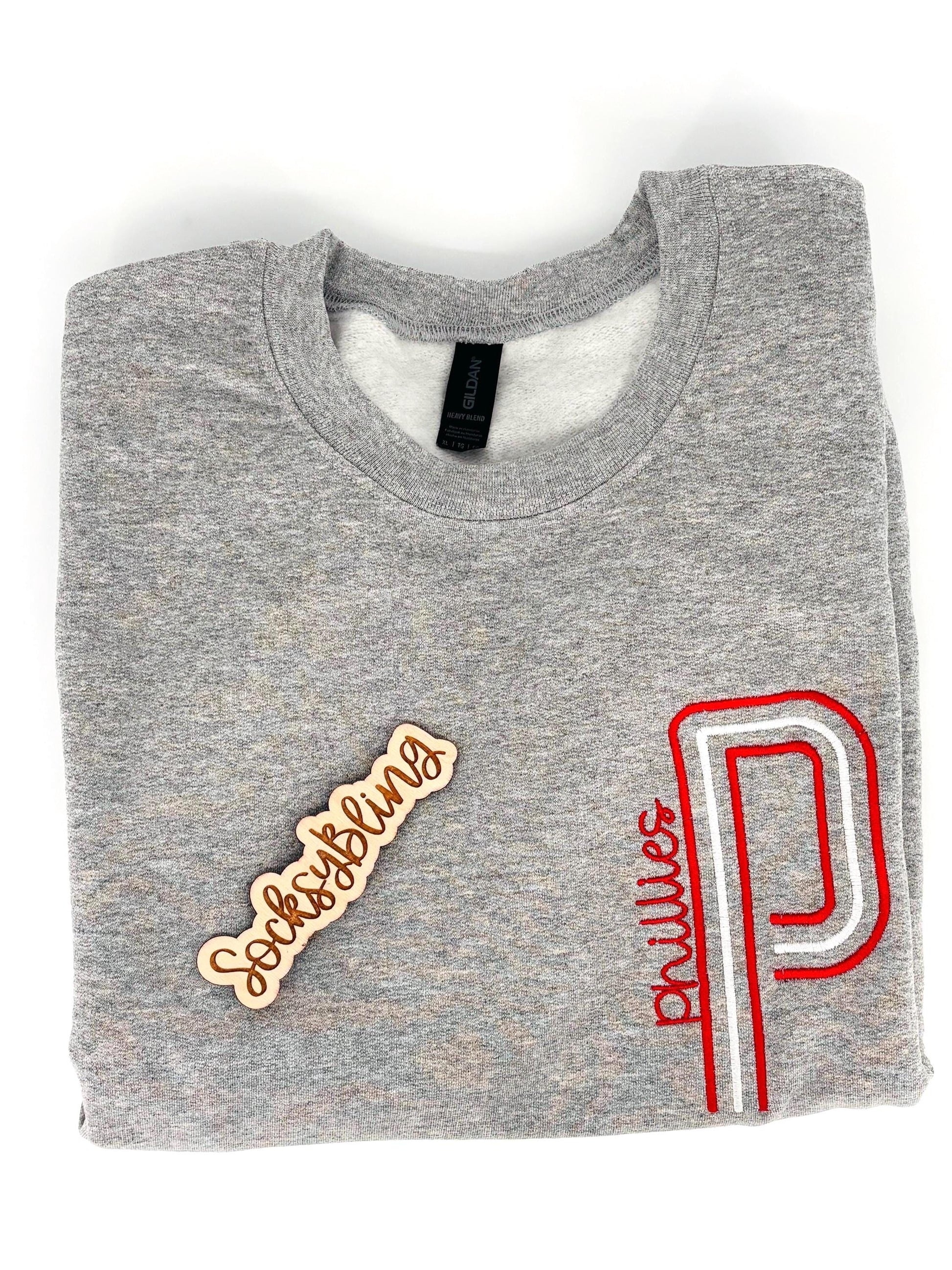 Retro Unisex Philly Embroidered Oversized P Sweatshirt| Philly Sports Philadelphia Fan Gift
