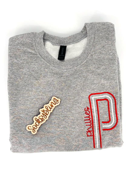 Retro Unisex Philly Embroidered Oversized P Sweatshirt| Philly Sports Philadelphia Fan Gift