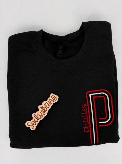 Retro Unisex Philly Embroidered Oversized P Sweatshirt| Philly Sports Philadelphia Fan Gift