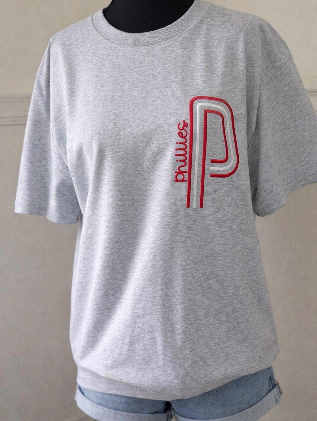 Retro Unisex Philly Embroidered Oversized P Sweatshirt| Philly Sports Philadelphia Fan Gift