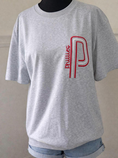Retro Unisex Philly Embroidered Oversized P Sweatshirt| Philly Sports Philadelphia Fan Gift