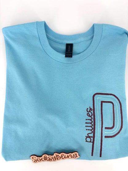 Retro Unisex Philly Embroidered Oversized P Sweatshirt| Philly Sports Philadelphia Fan Gift