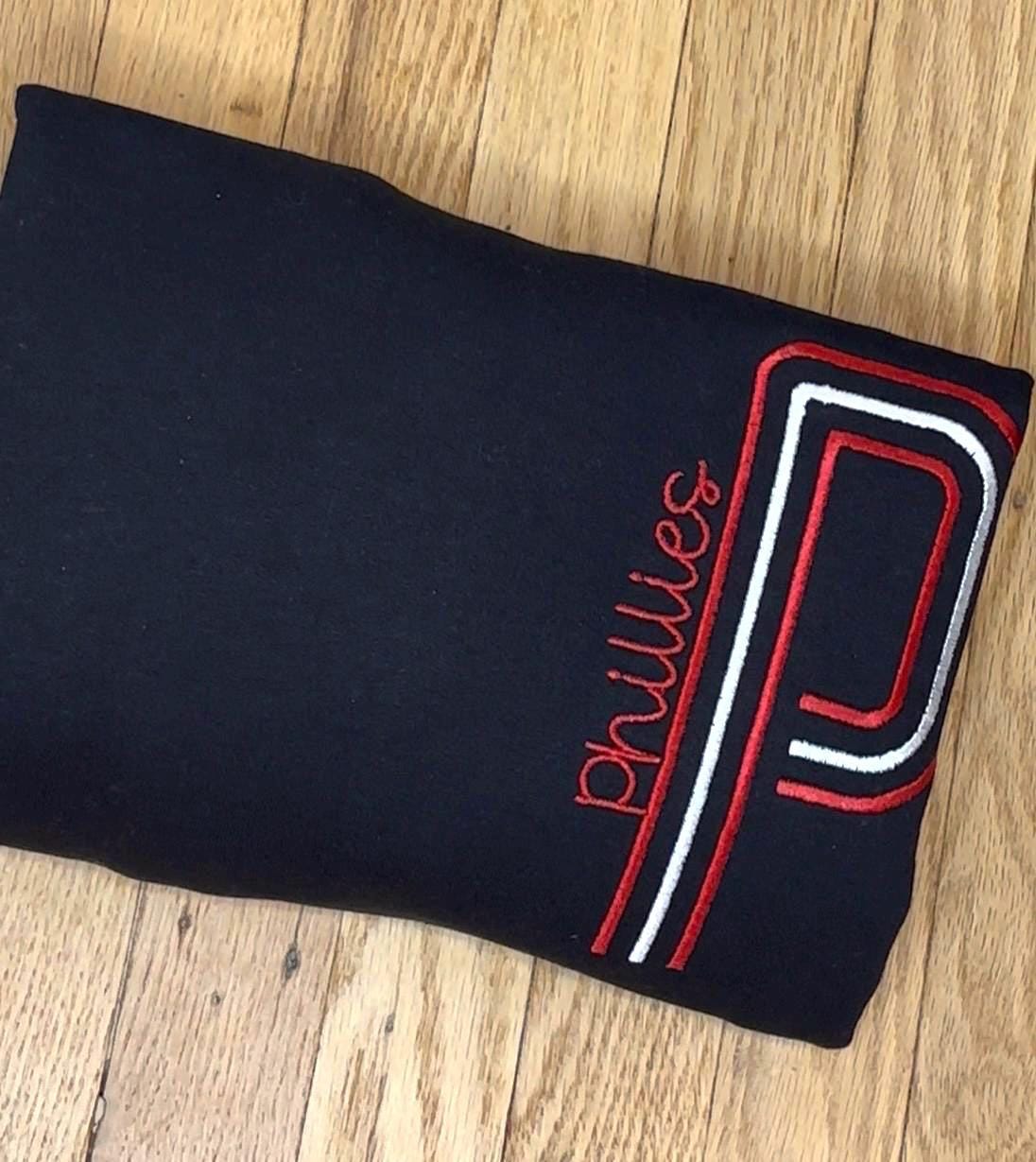 Retro Unisex Philly Embroidered Oversized P Sweatshirt| Philly Sports Philadelphia Fan Gift