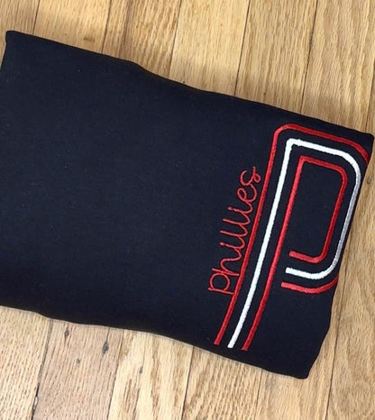 Retro Unisex Philly Embroidered Oversized P Sweatshirt| Philly Sports Philadelphia Fan Gift