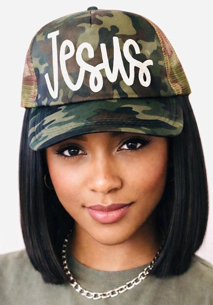Jesus Trucker Hat | Christian Hat | Faith Hat | Camo Jesus Hat | Glitter Jesus Cap | Religious Gift