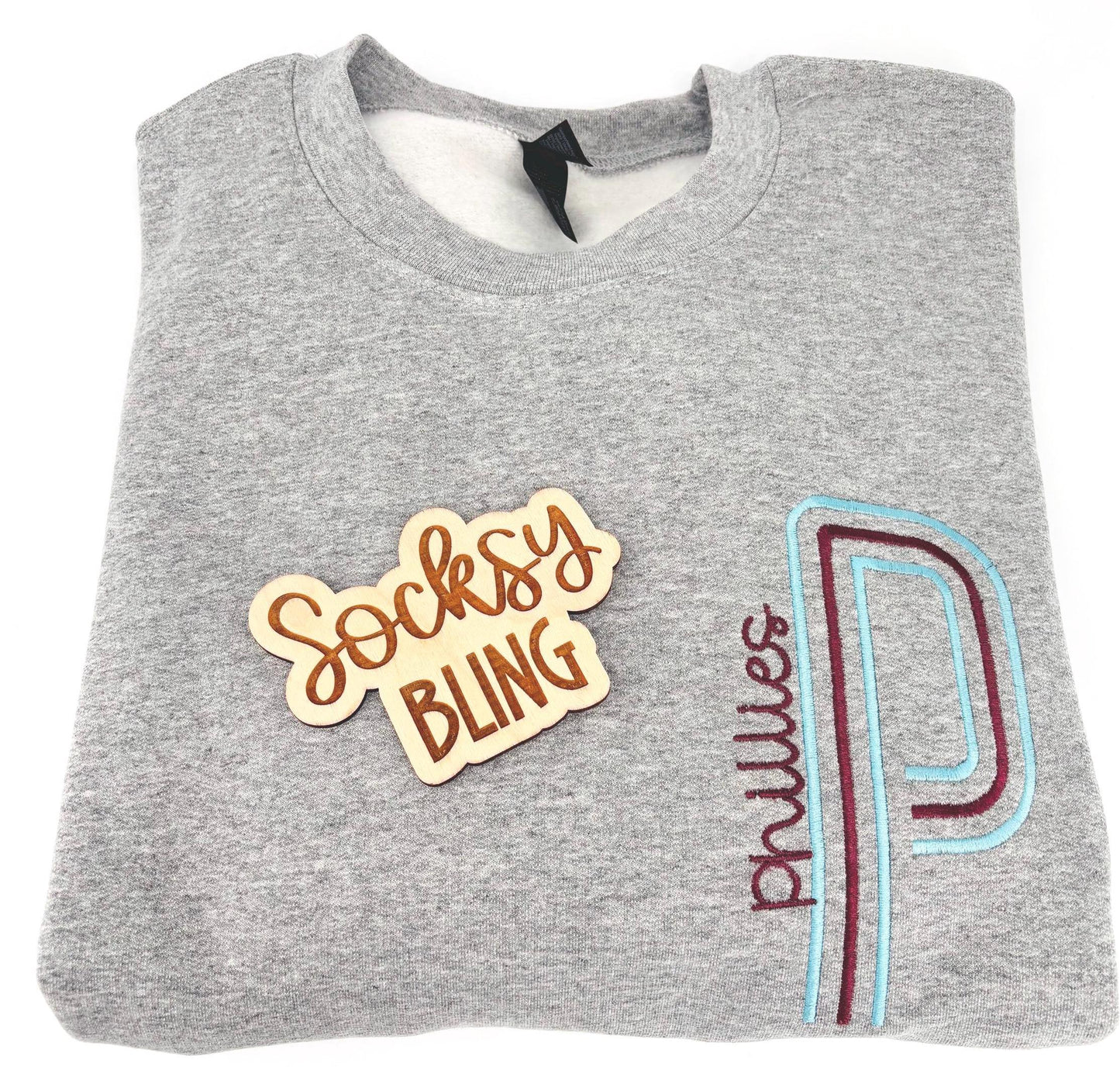 Retro Unisex Philly Embroidered Oversized P Sweatshirt| Philly Sports Philadelphia Fan Gift