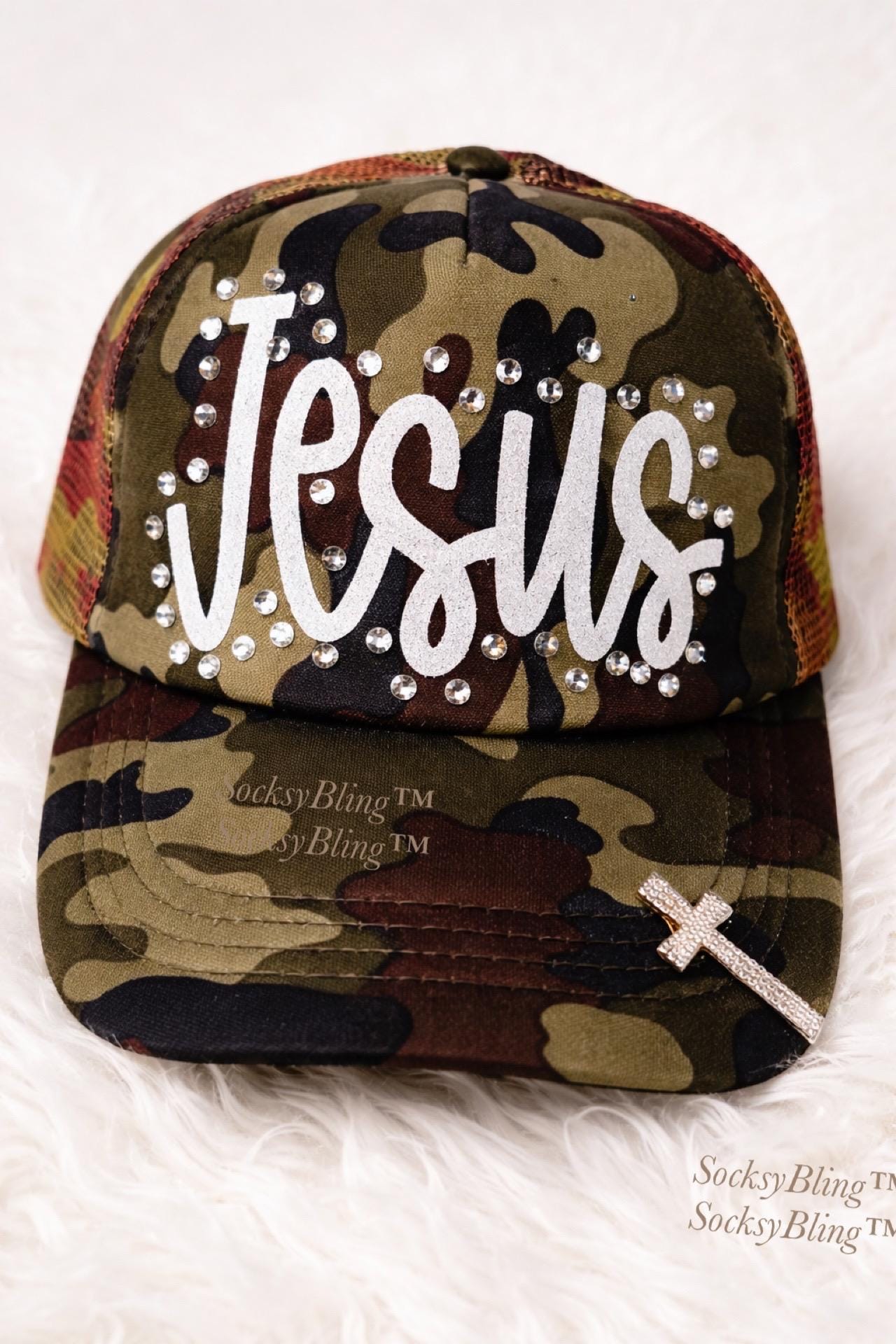 Jesus Trucker Hat | Christian Hat | Faith Hat | Camo Jesus Hat | Glitter Jesus Cap | Religious Gift