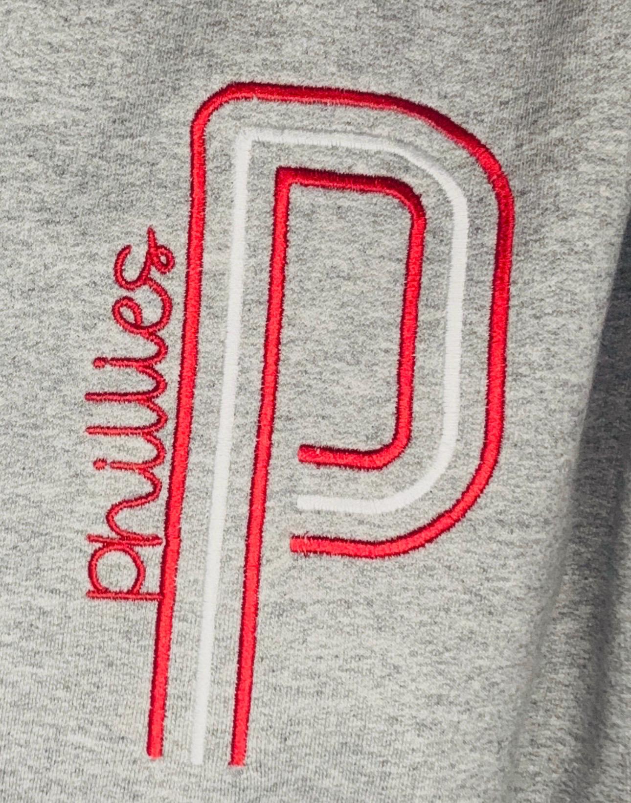 Retro Unisex Philly Embroidered Oversized P Sweatshirt| Philly Sports Philadelphia Fan Gift