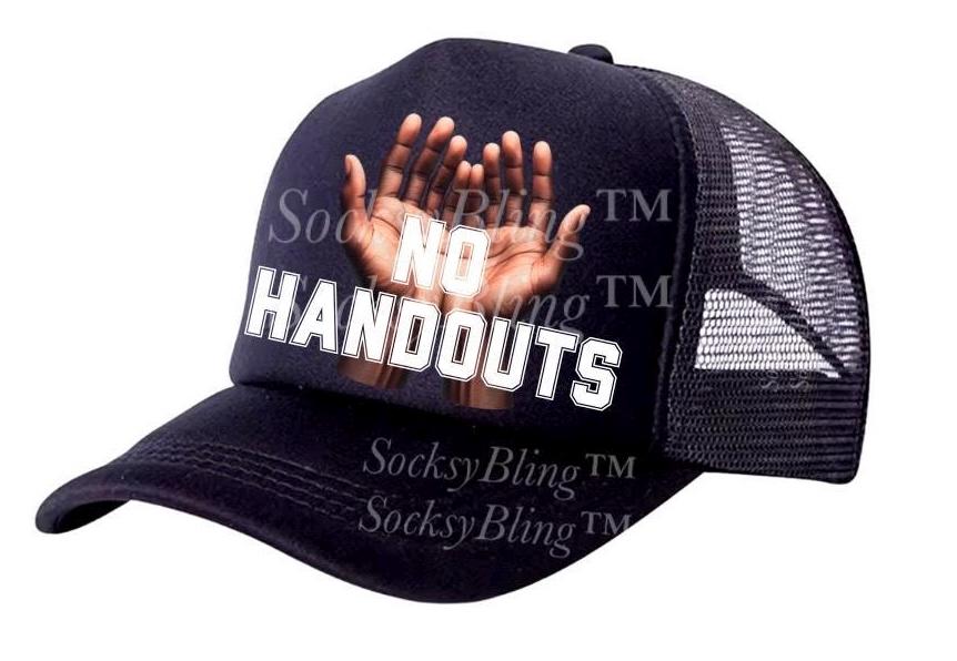 Streetwear Trucker Hat - No Handouts Cap - Urban Fashion Hat for Men & Women - Hustle Hat - Snapback Mesh Hat