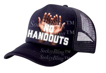 Streetwear Trucker Hat - No Handouts Cap - Urban Fashion Hat for Men & Women - Hustle Hat - Snapback Mesh Hat