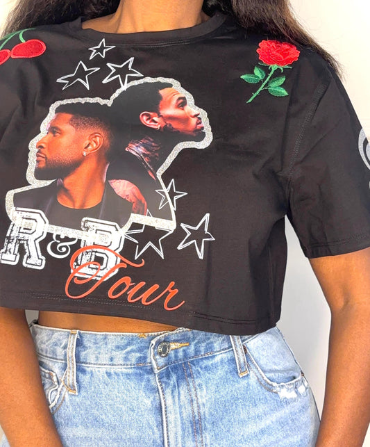 R and B Tour Crop Top| Custom Crop Top| Breez Glitter Crop | Raymond and Brown Tour| Embroidered R&B Shirt