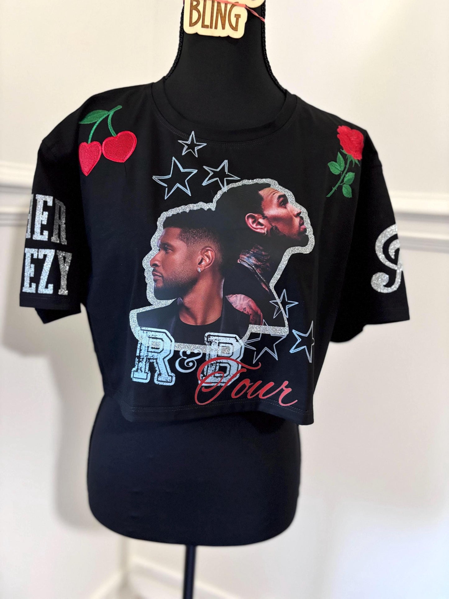 R and B Tour Crop Top| Custom Crop Top| Breez Glitter Crop | Raymond and Brown Tour| Embroidered R&B Shirt