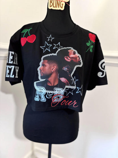 R and B Tour Crop Top| Custom Crop Top| Breez Glitter Crop | Raymond and Brown Tour| Embroidered R&B Shirt