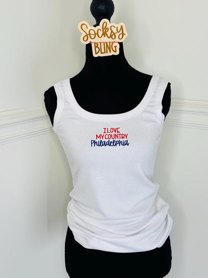 I Love My Country Philadelphia Tank Top | July 4th Shirt| Baseball Shirt| Basketball Top