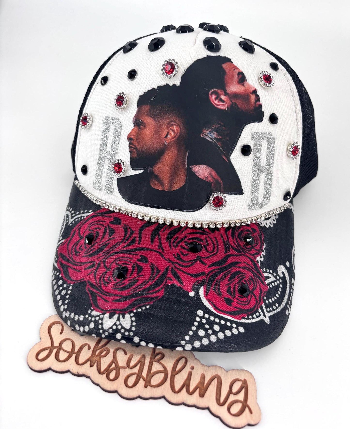R and B Hat – Snapback | Glitter Breez Tour Cap | Handmade Concert Outfit| Black Brim