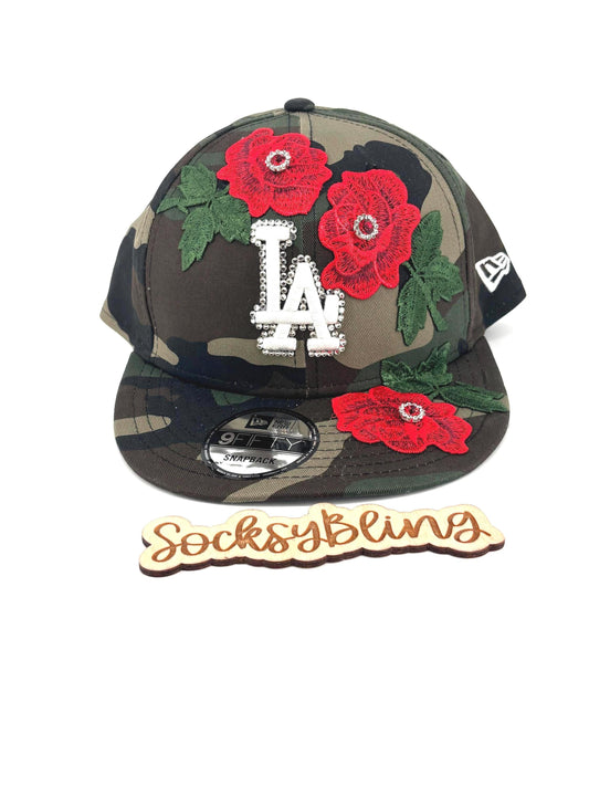 LA Camo Snapback| Camo Hat with Roses| Junk Hat