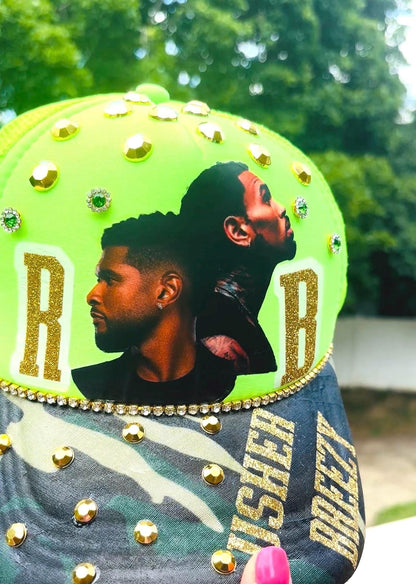 R and B Hat – Snapback | Glitter Breez Tour Cap | Handmade Concert Outfit| Black Brim