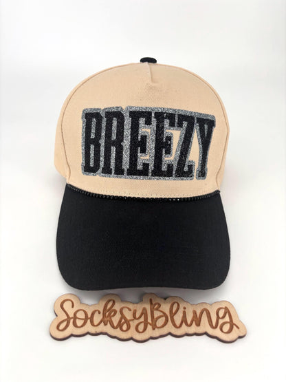 R and B Hat – Snapback | Glitter Breez Tour Cap | Handmade Concert Outfit| Black Brim
