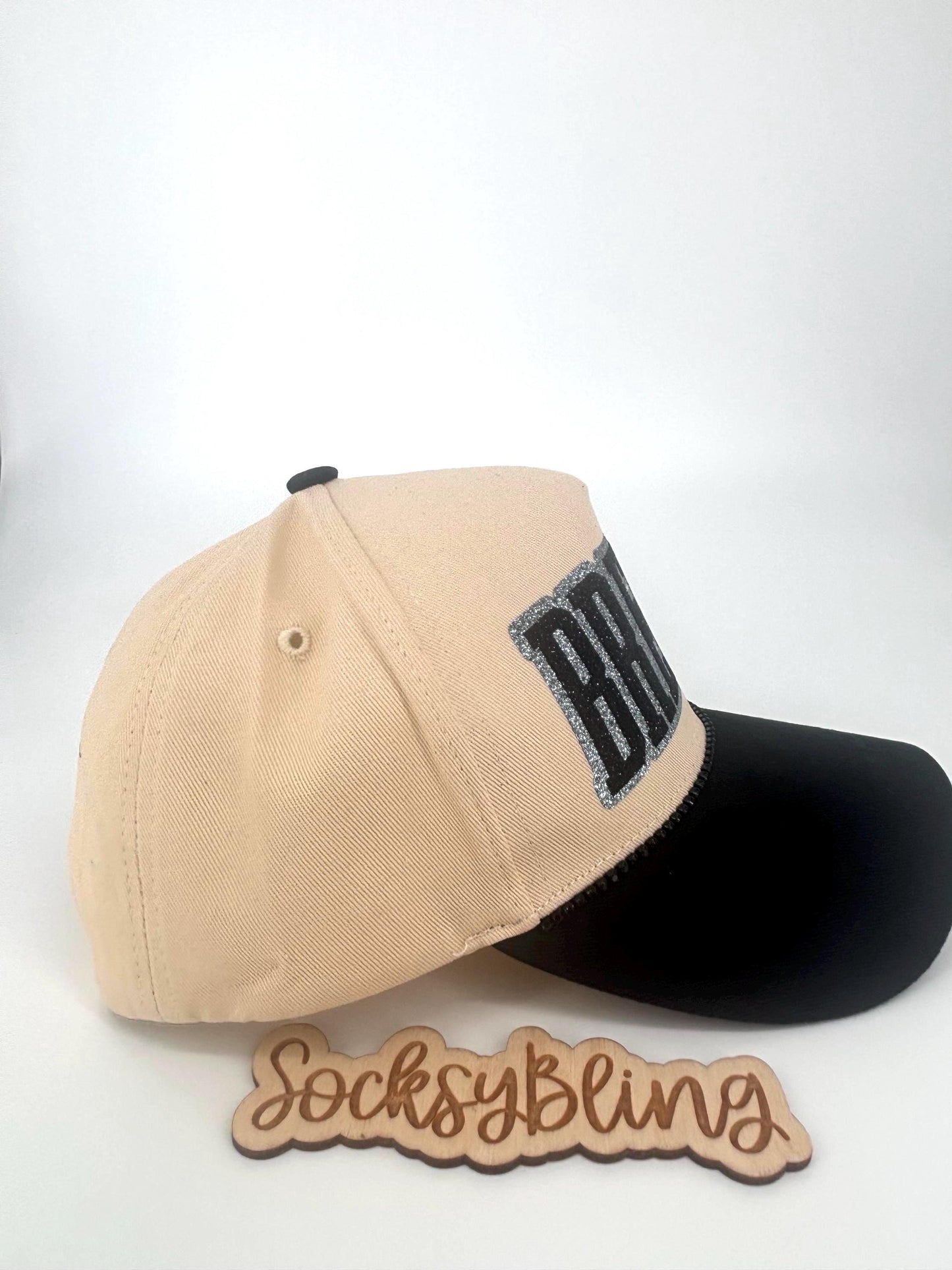 R and B Hat – Snapback | Glitter Breez Tour Cap | Handmade Concert Outfit| Black Brim
