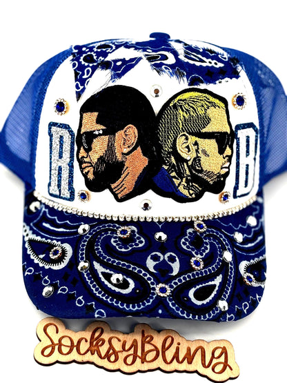 R and B Trucker Hat – Snapback | Glam R &B Tour Cap | Handmade Concert Outfit| Bandana Brim