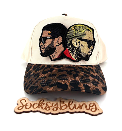 R and B Leopard 5 Panel Hat – Snapback | Glam R &B Tour Cap | Handmade Concert Outfit| Leopard Brim