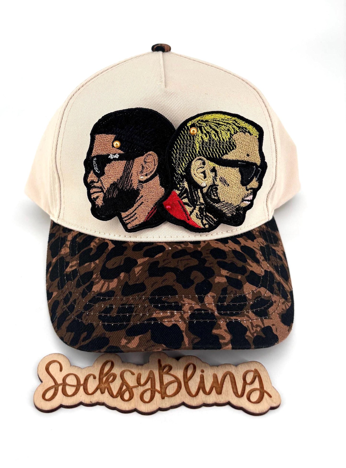 R and B Leopard 5 Panel Hat – Snapback | Glam R &B Tour Cap | Handmade Concert Outfit| Leopard Brim