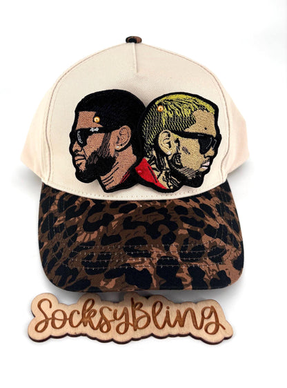 R and B Leopard 5 Panel Hat – Snapback | Glam R &B Tour Cap | Handmade Concert Outfit| Leopard Brim