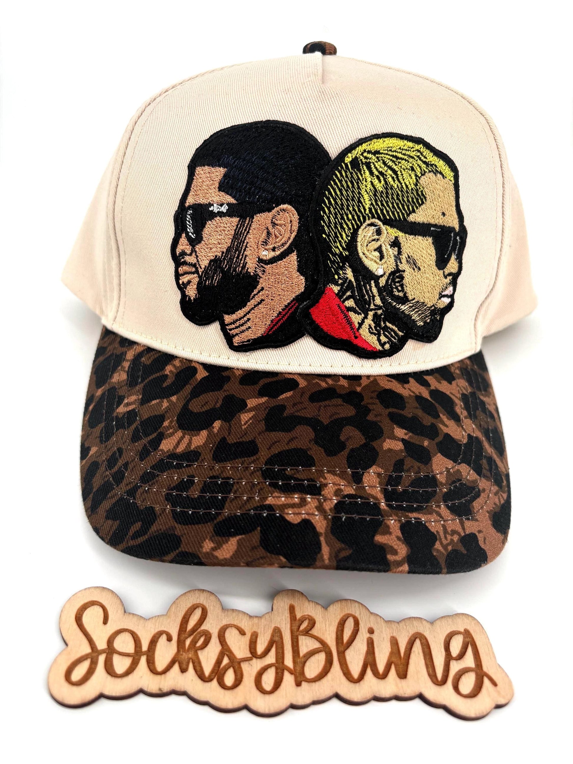 R and B Leopard 5 Panel Hat – Snapback | Glam R &B Tour Cap | Handmade Concert Outfit| Leopard Brim