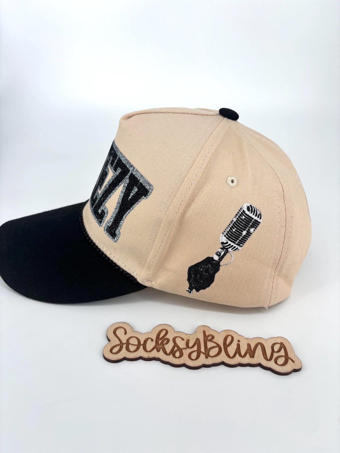 R and B Hat – Snapback | Glitter Breez Tour Cap | Handmade Concert Outfit| Black Brim