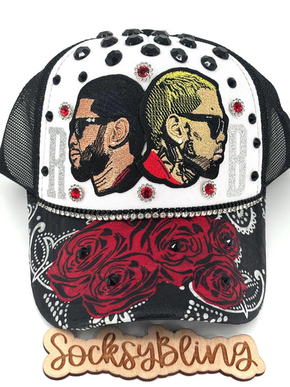 R and B Trucker Hat – Snapback | Glam R &B Tour Cap | Handmade Concert Outfit| Bandana Brim
