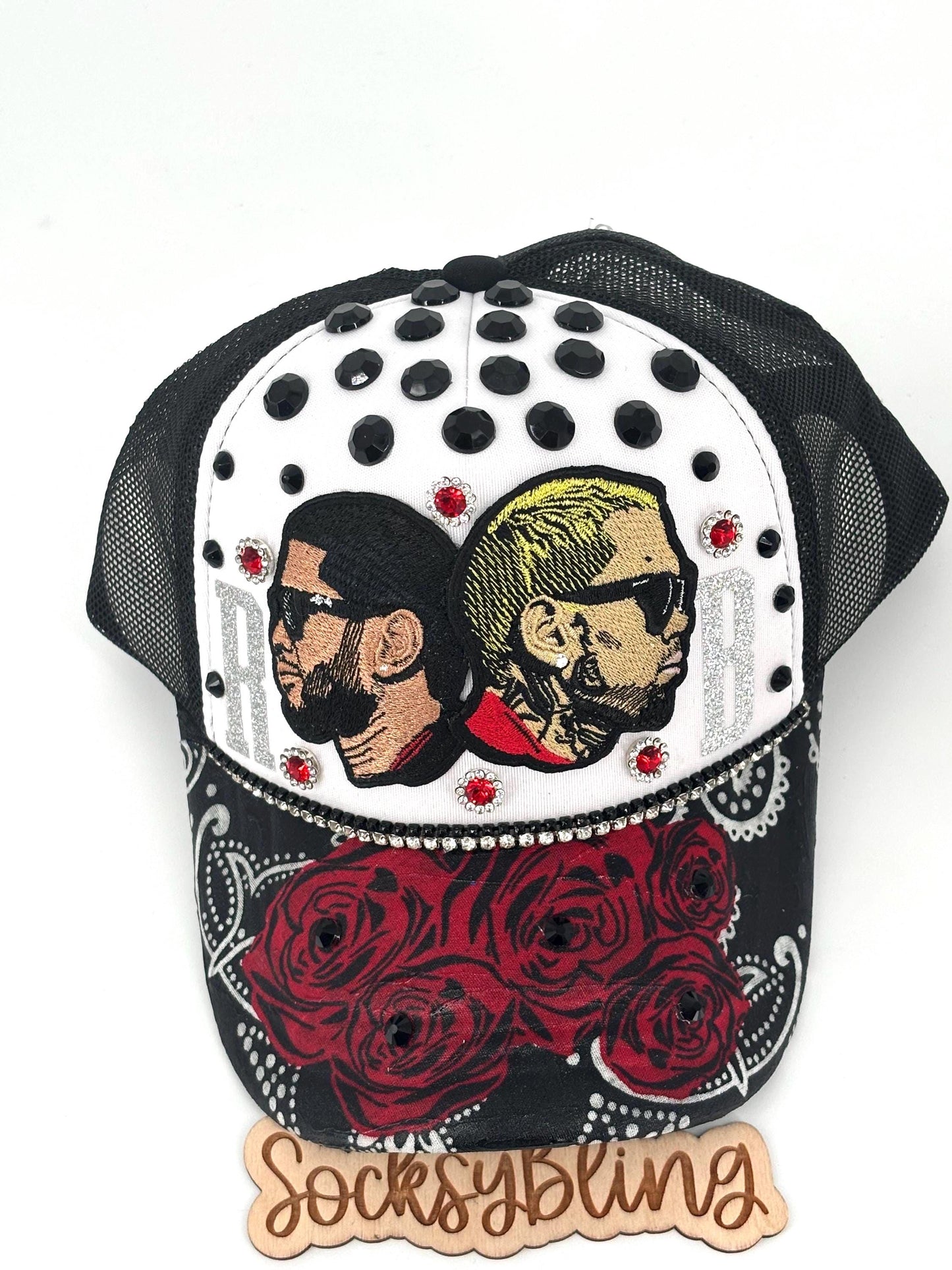 R and B Trucker Hat – Snapback | Glam R &B Tour Cap | Handmade Concert Outfit| Bandana Brim