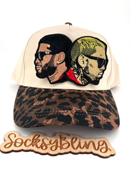 R and B Leopard 5 Panel Hat – Snapback | Glam R &B Tour Cap | Handmade Concert Outfit| Leopard Brim