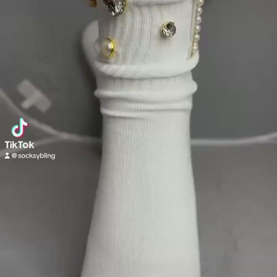 Pearl Y Initial Hand-Sewn Socks (6-10)| Bling Socks