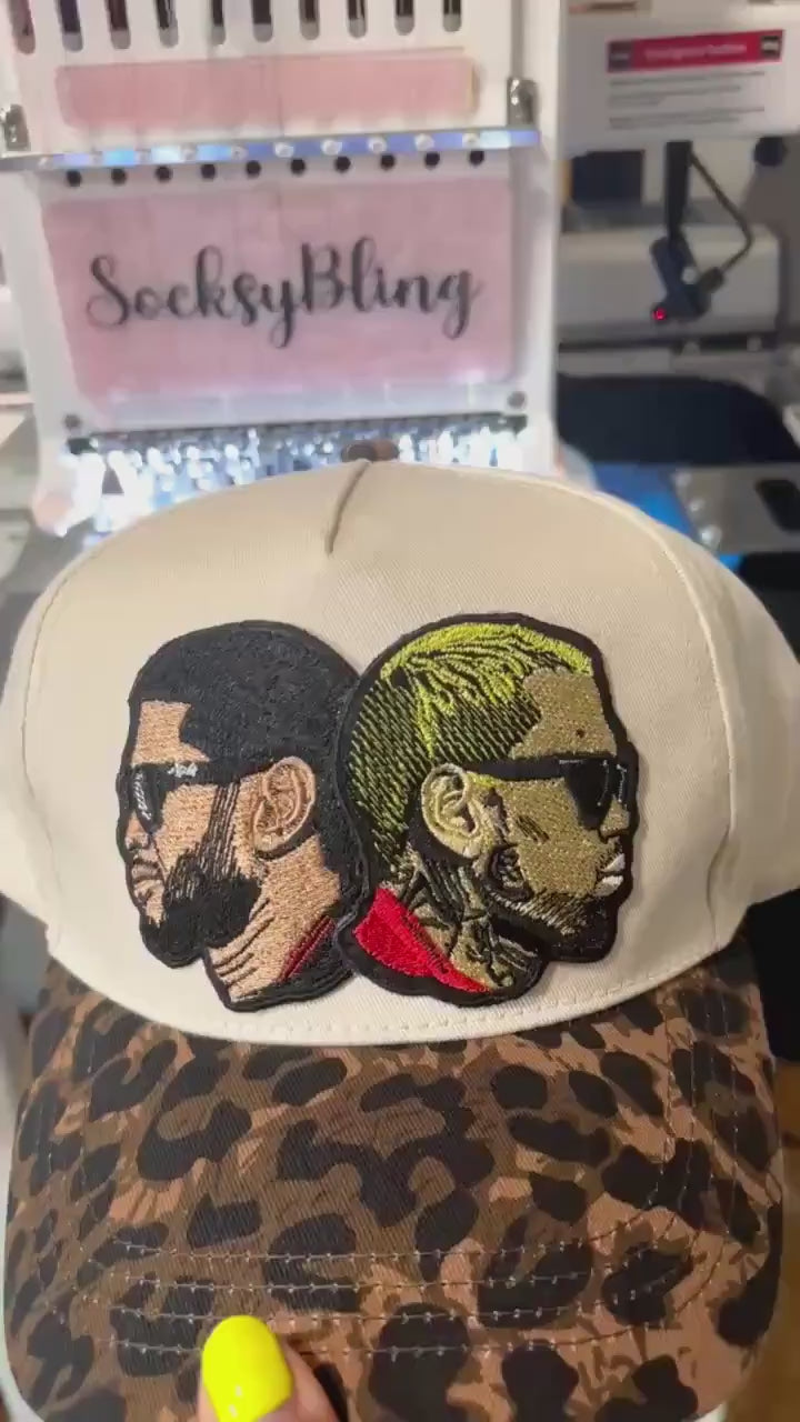 R and B Leopard 5 Panel Hat – Snapback | Glam R &B Tour Cap | Handmade  Concert Outfit| Leopard Brim