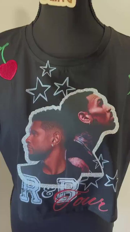 R and B Tour Crop Top| Custom Crop Top| Breez Glitter Crop | Raymond and Brown Tour| Embroidered R&B Shirt