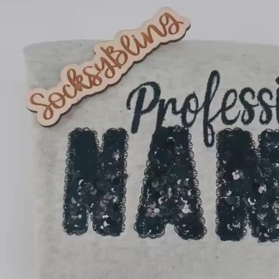 Embroidered Sequin Professional Nanny Sweatshirt| Gift for Nanny| Nanny Appreciation Week| Childcare Gift| Career Nanny Shirt