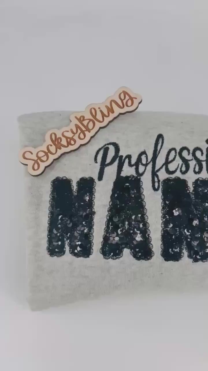 Embroidered Sequin Professional Nanny Sweatshirt| Gift for Nanny| Nanny Appreciation Week| Childcare Gift| Career Nanny Shirt