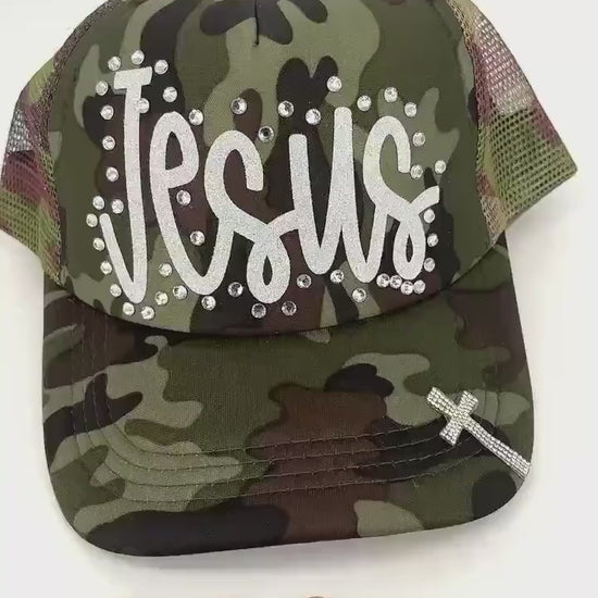Jesus Trucker Hat | Christian Hat | Faith Hat | Camo Jesus Hat | Glitter Jesus Cap | Religious Gift