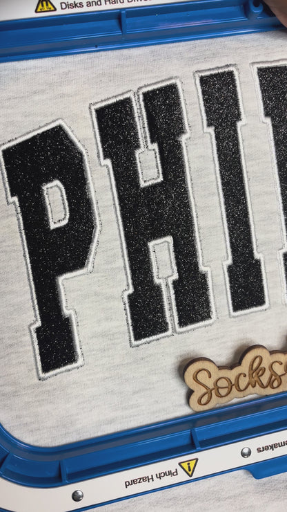 Embroidered Glitter Philly Sweatshirt