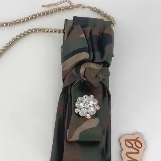 Camo Tie | Pearl Accessory |Hand-Sewn Necktie| Button Tie| New Necktie