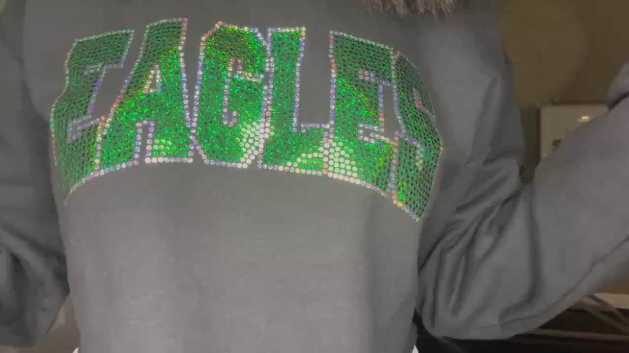 Cropped Bling Game Day Sweatshirt | Birds Bling Top | Football Outfit for Her | Sparkly Sports Fan Sweatshirt | Game Day Gift