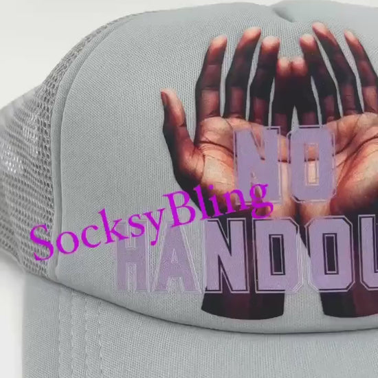 Streetwear Trucker Hat - No Handouts Cap - Urban Fashion Hat for Men & Women - Hustle Hat - Snapback Mesh Hat