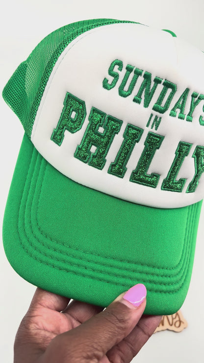 Sundays In Philly Glitter Trucker Hat